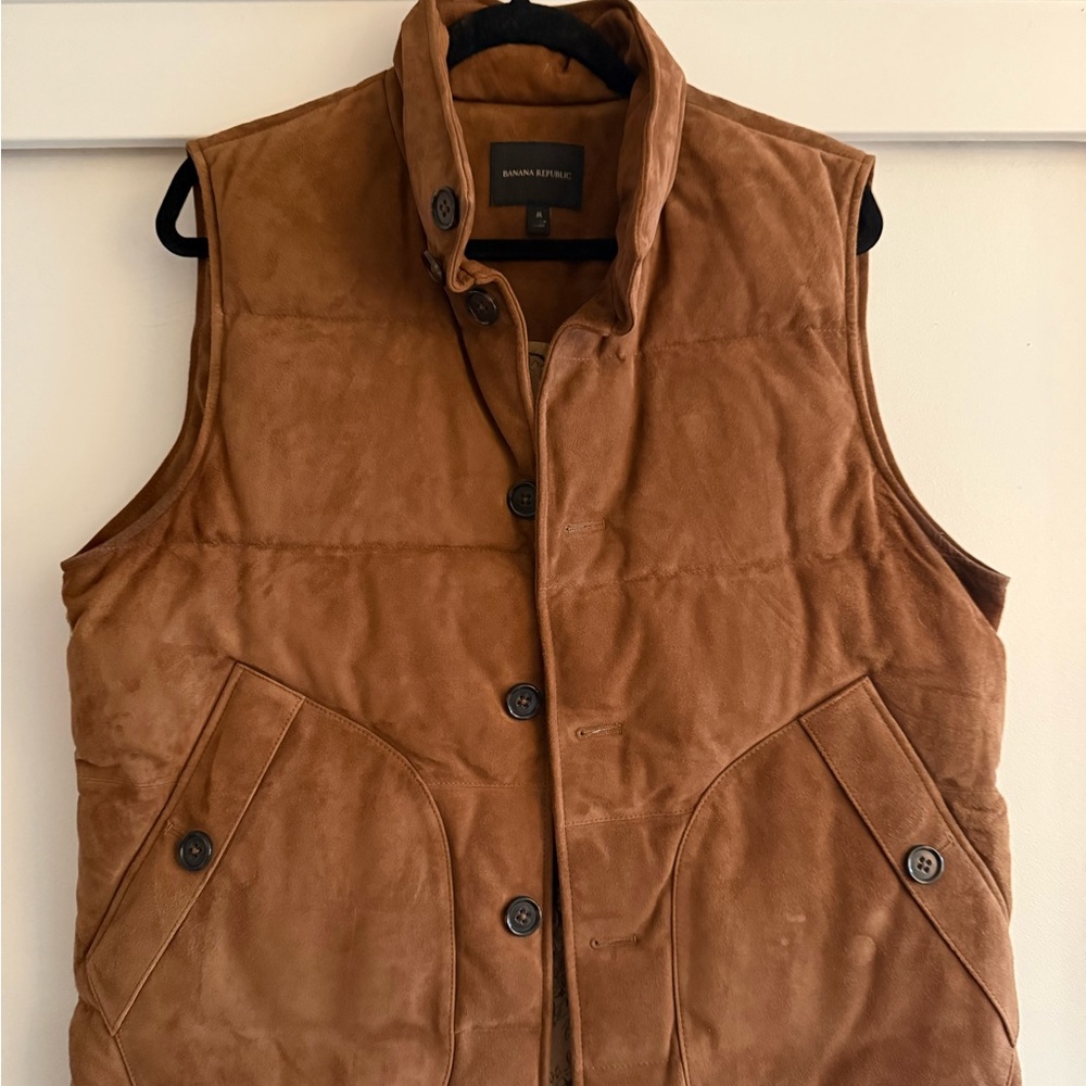 Banana Republic Brown Suede Vest with Stand-Up Collar